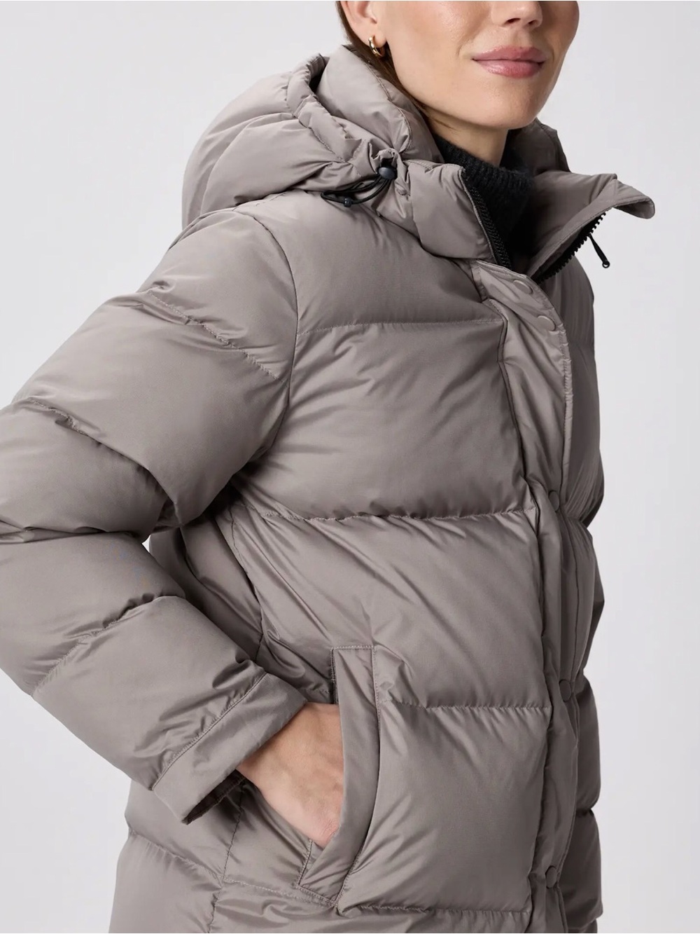 Quince Responsible Down Long Puffer Coat in Morel Grey Size Large y876 - Picture 9 of 12